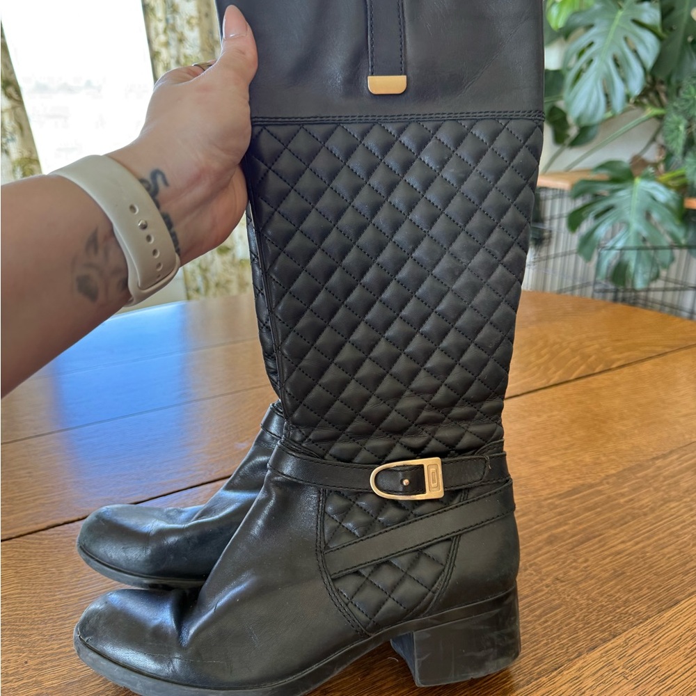 Blush Black Quilted Heeled Boots